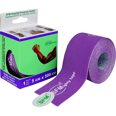 Тейп кинезио, хлоковая основа, 5х500 см, фиол  SFM-Plaster