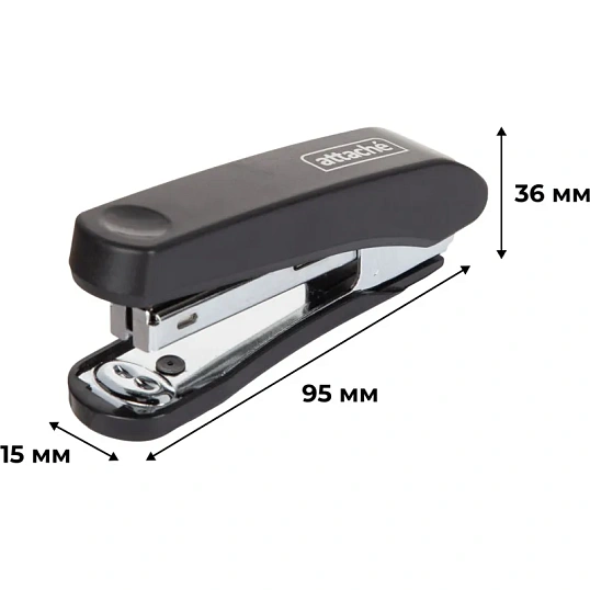 Степлер Attache Alpha (№10) до 15 листов, пластик, черный