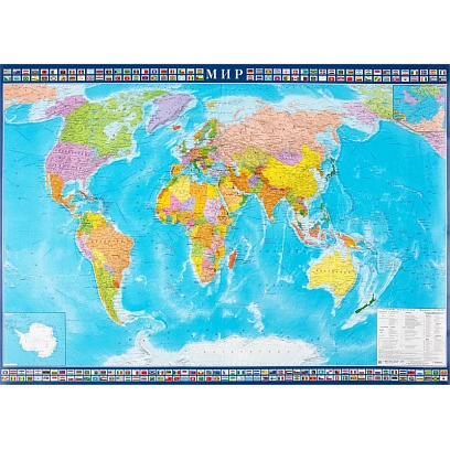 Карта настенная Мир политическая  1:25млн.,1,43х1,02м