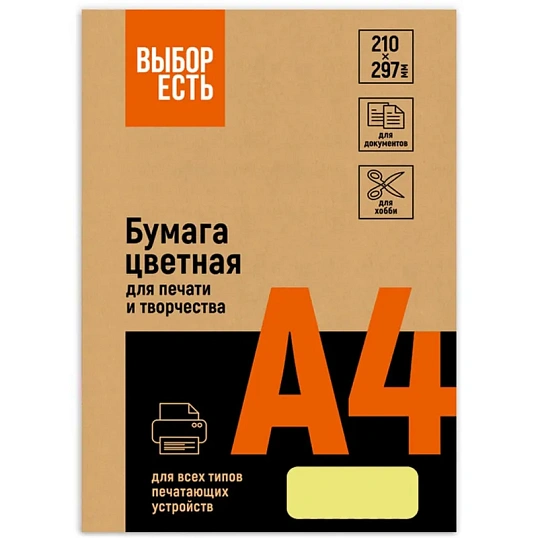 Бумага цветная Выбор есть (А4,80г,микс интенсив) пачка 100л