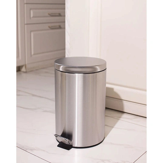 Ведро мусорное с педалью и доводчиком Luscan 12 л, матовое, нерж сталь