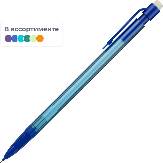 Карандаш механический 0,5мм, пластиковый прозр.корп, в ассорт SMP003
