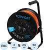 Удлинитель Topfort ПВС 2х2,5кв.мм, 50м на пласт.катушке, 4 роз. б/з, IP44