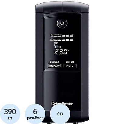 ИБП CyberPower VP700EILCD Line-Interactive 700VA/390W USB  (6 IEC С13)