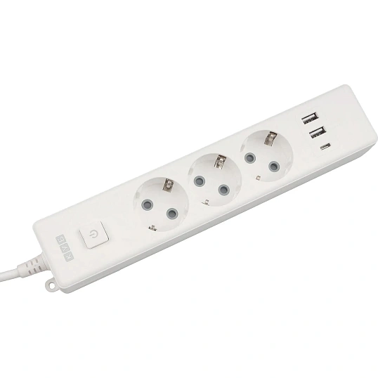Удлинитель Power Cube, 3р/1.9м выкл.,3USB, 3.5кВт, 16А,3x1,0 белый(PC-5-2M)