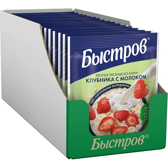 Каша Быстров клубника, молоко 17шт*40г