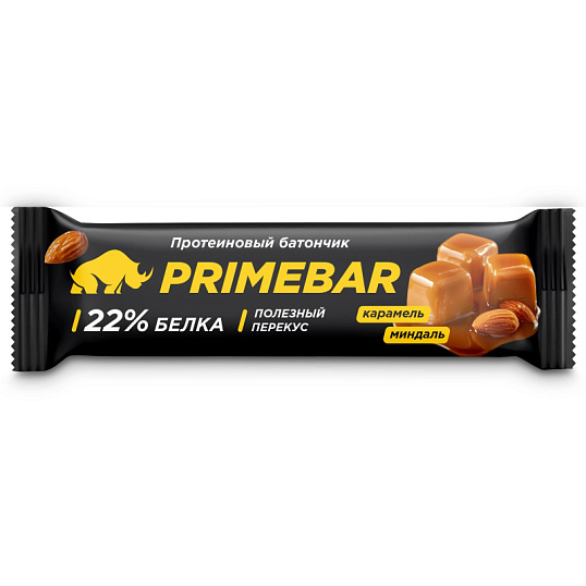 Батончик с содерж протеина PRIMEBAR глазир со вкус Карам и минд 40гx15шт/уп