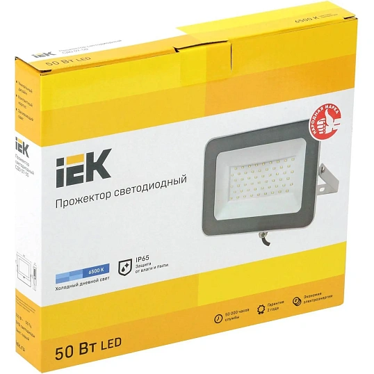 Прожектор светодиодный IEK 50Вт IP65 6500К сер. ИЭК LPDO701-50-K03