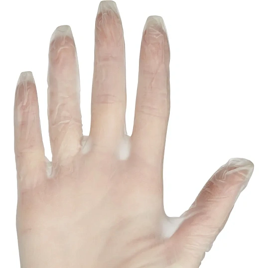 Перчатки одноразовые виниловые, н/о, прозр. Armilla (L), 50п/уп 4гр.,ПС