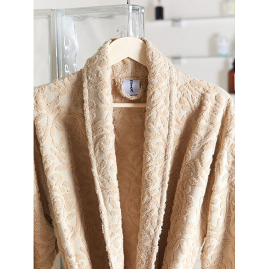 Халат  Махровый  ROESIA Шалевый Женский бежевый, L-XL, 300гр/м2