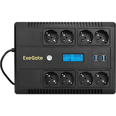 ИБП ExeGate NEO Smart LHB-650,лин.инт,650VA/360W, LCD, 8xEURO(EX295013RUS)