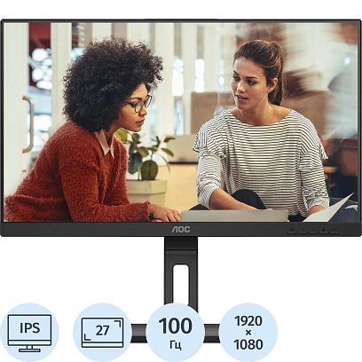Монитор AOCv27 FHD, IPS,VGA, HDMI, DP, 100Hz(27E3QAF)
