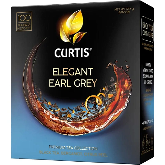 Чай Curtis Elegant Earl Grey черный, аромат, мелкий лист, 100 сашет