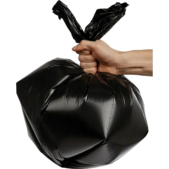 Мешки для мусора ПВД 60л 35мкм 20шт/рул черн 60x70см с ручками Luscan