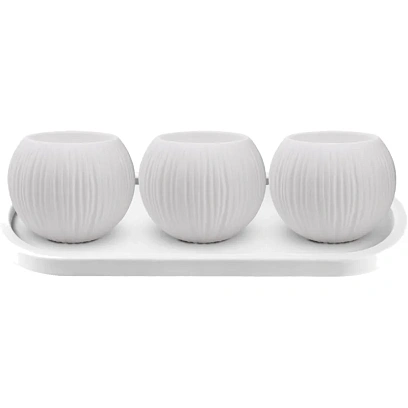 Набор кашпо Сфера Мини (0,3л)на подставке Амалия Цв. Белый  3шт, КШ-0701