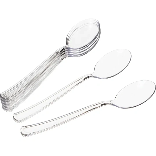 Ложка одноразовая чайная  130мм прозрачная ПС 50шт/уп