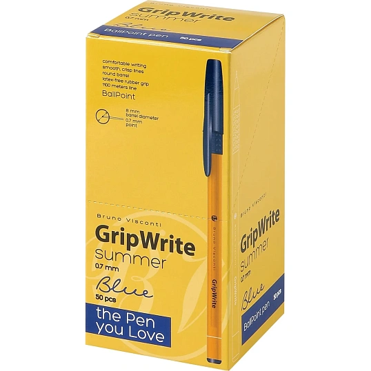 Ручка шариковая неавтомат. BV GripWrite Summer 0,7мм, синяя, 20-0326/07