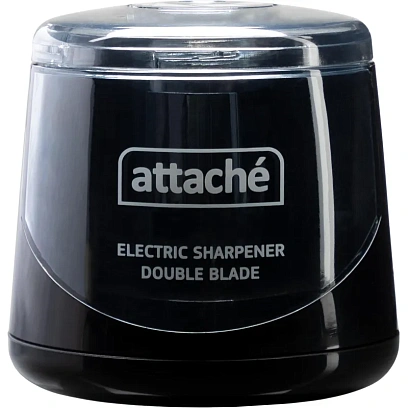 Точилка электрическая Attache,двойное лезвие,1отв,пит. от батареек АА,черн