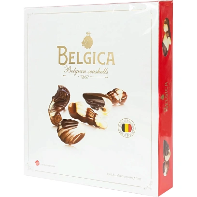 Конфеты Belgica Seashells шоколадные с начинкой пралине ракушки, 190г