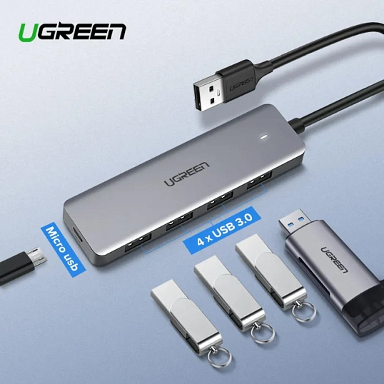 Разветвитель USB Ugreen CM219 micro USB, 4 x USB 3.0 (50985)