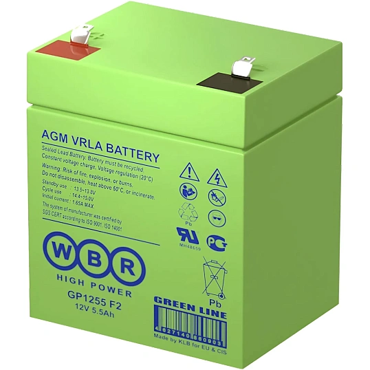 Батарея для ИБП WBR GP1255 F2 12В 5.5А.ч