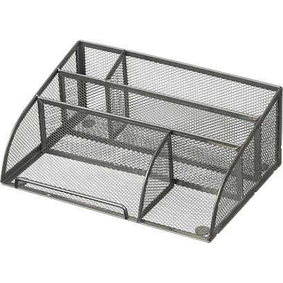 Подставка-органайзер д/канц.мелочей Комус 5отд мет сетка 255х180х105мм сере
