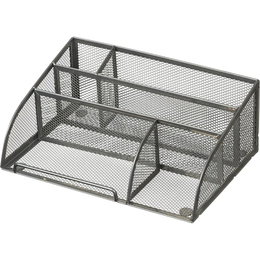 Подставка-органайзер д/канц.мелочей Комус 5отд мет сетка 255х180х105мм сере