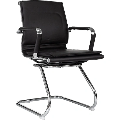 Конференц-кресло VB_Бюрократ Ch-993-Low-V черный экокож полозья металл хром