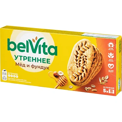 Печенье песочное BelVita Утреннее мед и фундук 225 г