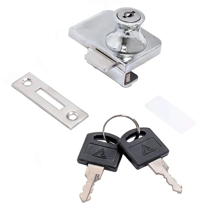 Замок мебельный_УЗК StahlBuro 805 сталь хром(отв.пл.кр/на2стекл/2кл)(16897)