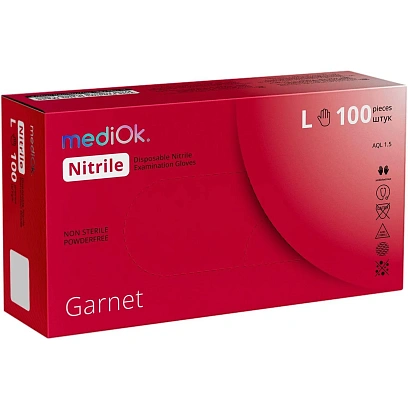 Перчатки нитрил. н/с. н/о, красные MediOk (L) 50п/уп, 4гр