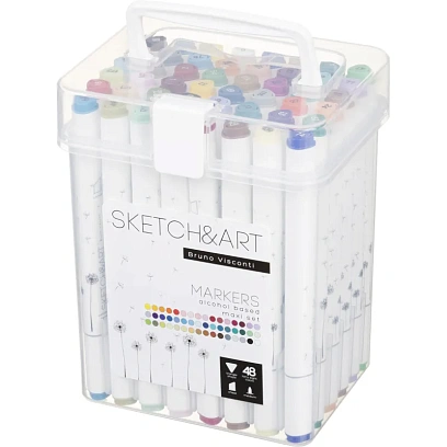 Набор маркеров ДВУС.СКЕТЧ-МАРКЕРЫSKETCH&ARTМАКСИ,48 ЦВ.ПЛАС.ПЕНАЛ,22-0079