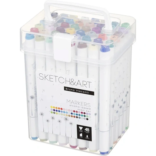 Набор маркеров ДВУС.СКЕТЧ-МАРКЕРЫSKETCH&ARTМАКСИ,48 ЦВ.ПЛАС.ПЕНАЛ,22-0079