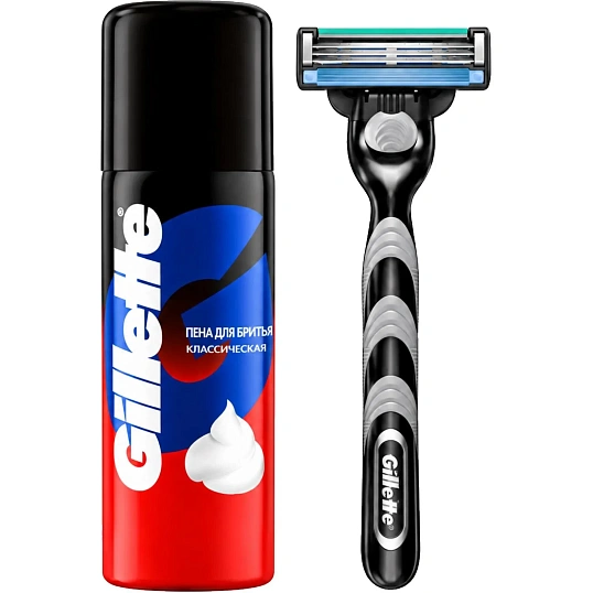 Подарочный набор GILLETTE MACH3 бритва 1смен кас+Пена д/бритья классич 50мл