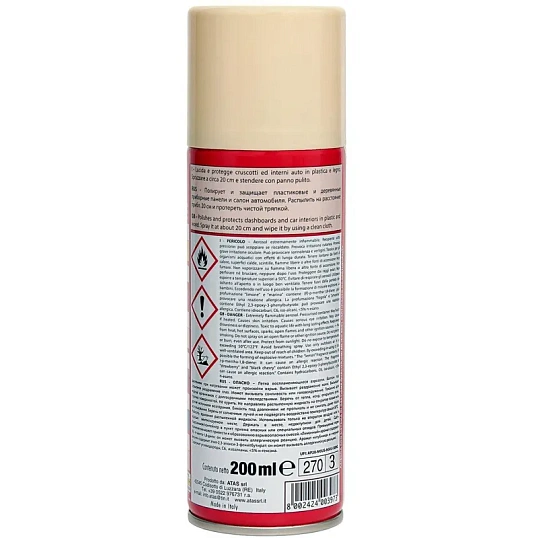 Полироль -очиститель салона  PLAK  200 мл (аэр.),  Ваниль 5102