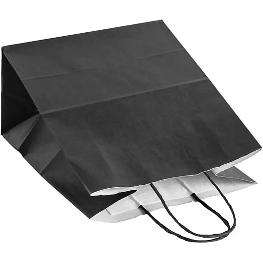 Пакет бумажный 240х140х280мм, 80 гр/м2,с кручеными ручками,чёрный,300 шт/уп