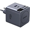 Зарядное устройство UGREEN X615(65825)выдв каб,65W GaN,USB-C&A,серый космос