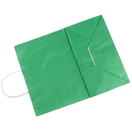 Пакет бумажный 260х150х340 мм, 70 гр/м2,с круч. ручками,зеленый,200 шт/уп