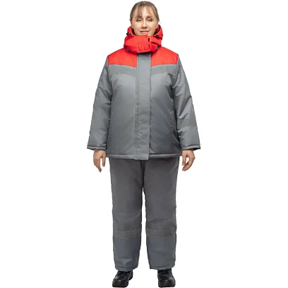 Куртка рабочая зимняя женская з46-КУ сер/крас (р.56-58) 182-188