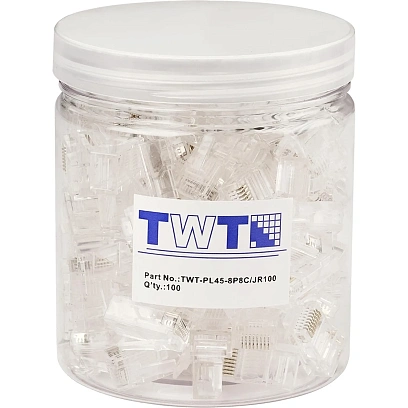 Коннектор RJ45 TWT TWT-PL45-8P8C/JR100 UTP 8P8C унив cat.5e 100шт/уп