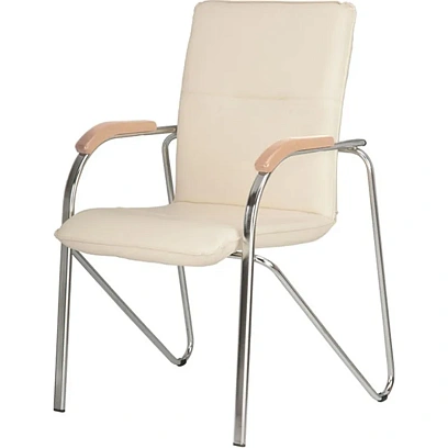 Конференц-кресло UA_EChair SAMBA Chrome к/з бежев./бук (V-18 1.007)