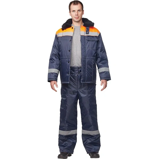 Куртка рабочая зимняя муж з32-КУ син/оранж оксф 44-46/170-176