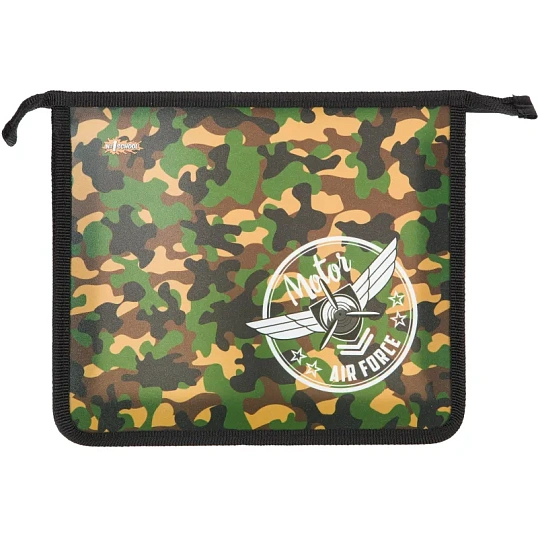 Папка для тетрадей  Military А5 на молнии, пластик, ПТ-713