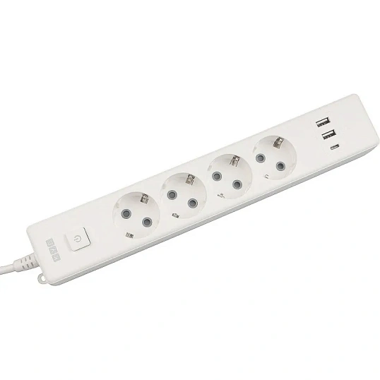 Удлинитель Power Cube, 4р/1.9м выкл.,3USB, 3.5кВт,16А,3x1,0 белый(PC-6-2M)