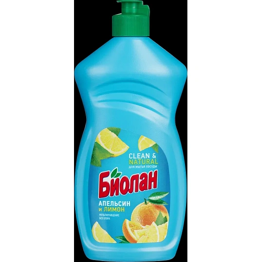Средство для мытья посуды Биолан Апельсин и Лимон 450гр