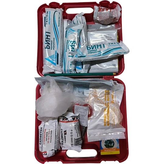 Аптечка первой помощи автомобильная Комус, пр. №260н пластик.бокс