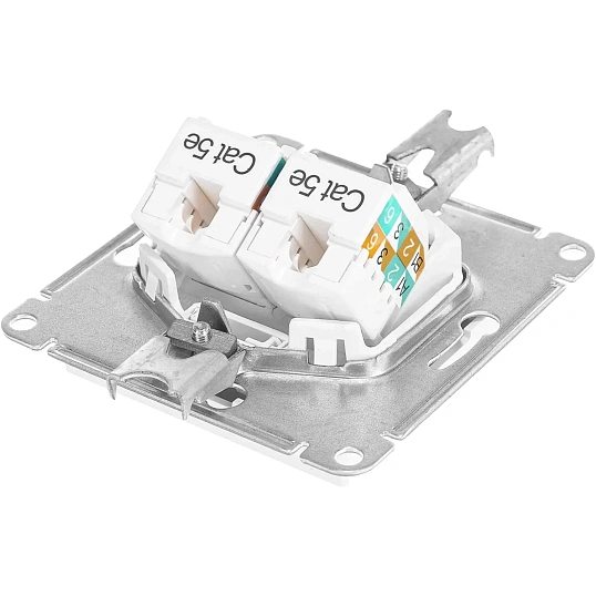 Розетка компьютерная 2-м AtlasDesign RJ45 кат.5E механизм бел. SE ATN000185