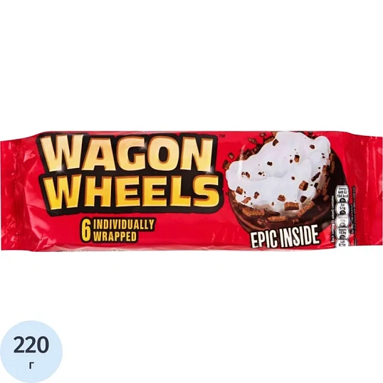 Печенье Wagon Wheels Original бисквитное с суфле, 220г