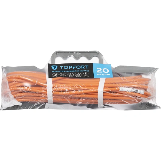 Удлинитель Topfort ПВС 3х2,5кв.мм 20м на рамке 1 гнездо, с/з,с/заг.,IP44