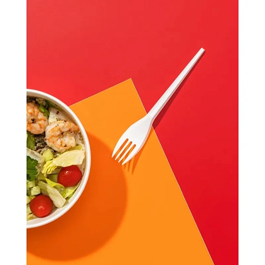 Вилка одноразовая 165мм, белая, КОМУС ПС 100шт/уп